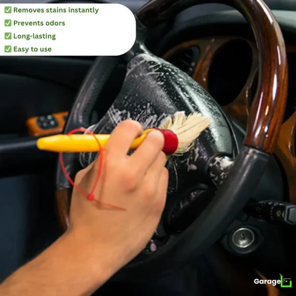 Premium soft boar's hair bristles that are gentle on delicate surfaces, making it perfect for cleaning sensitive areas. Designed to clean a variety of surfaces, including vents, cupholders, cracks, lug nuts, calipers, and more. Has a lightweight, scratch-resistant handle and ferrule, ensuring long-lasting use and the ability to reach narrow corners.